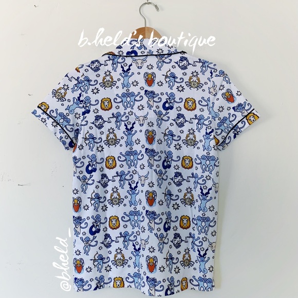 Roller Rabbit Monkey Horoscope Polo Pajamas in White Blue Size XS Brand New NWT - Picture 8 of 16